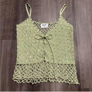 WOLF Light Green Crochet Camisole